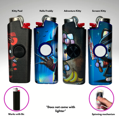 FLKR LYTR Kitty Pack 4pcs Fidget Spinner Case for Bic Lighters- High-Quality Body for Bic Lighter and Spinning Mechanism