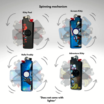 FLKR LYTR Kitty Pack 4pcs Fidget Spinner Case for Bic Lighters- High-Quality Body for Bic Lighter and Spinning Mechanism