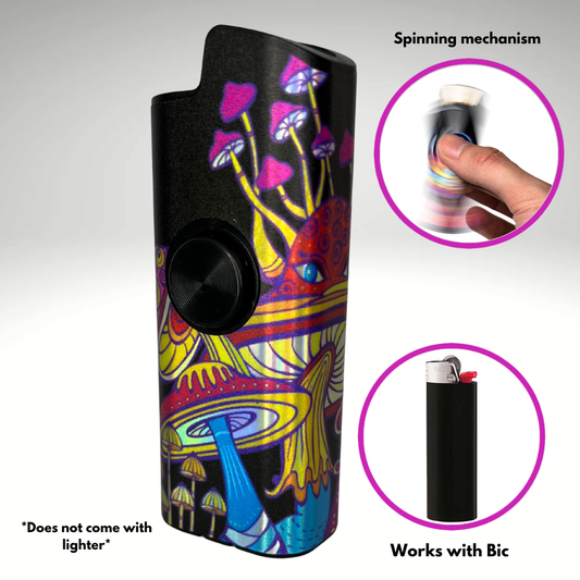 FLKR LYTR® Fidget Spinner Lighter Case "Big Mushroom Garden" for Bic® Lighter Case