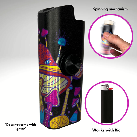 FLKR LYTR® Fidget Spinner Lighter Case "Big Mushroom Garden" for Bic® Lighter Case