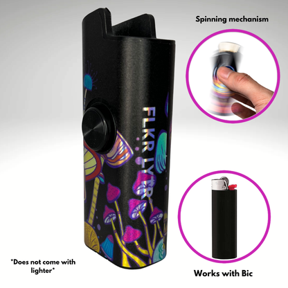 FLKR LYTR® Fidget Spinner Lighter Case "Big Mushroom Garden" for Bic® Lighter Case