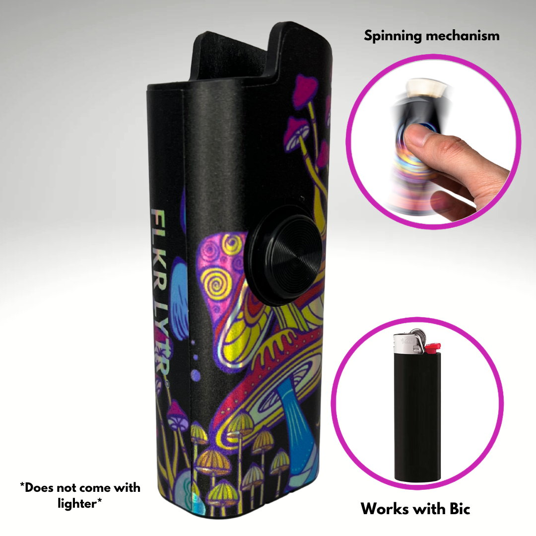 FLKR LYTR® Fidget Spinner Lighter Case "Big Mushroom Garden" for Bic® Lighter Case