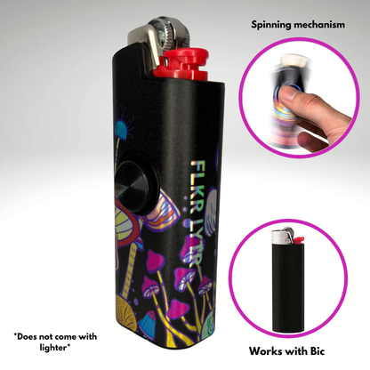 FLKR LYTR® Fidget Spinner Lighter Case "Big Mushroom Garden" for Bic® Lighter Case