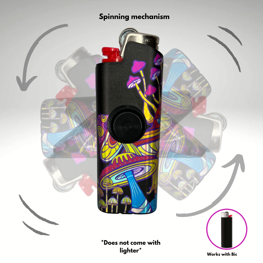 FLKR LYTR® Fidget Spinner Lighter Case "Big Mushroom Garden" for Bic® Lighter Case