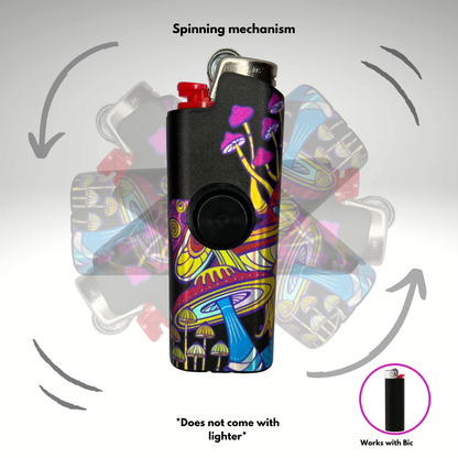 FLKR LYTR® Fidget Spinner Lighter Case "Big Mushroom Garden" for Bic® Lighter Case