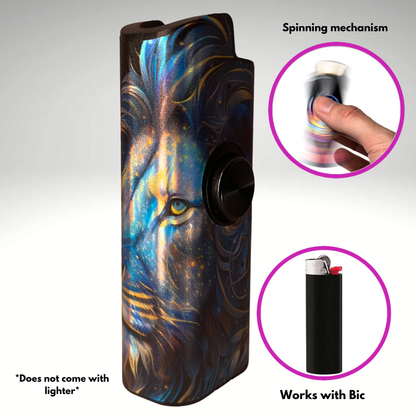 FLKR LYTR® Fidget Spinner Lighter Case "Leo" for Bic® Spinner Lighter Case