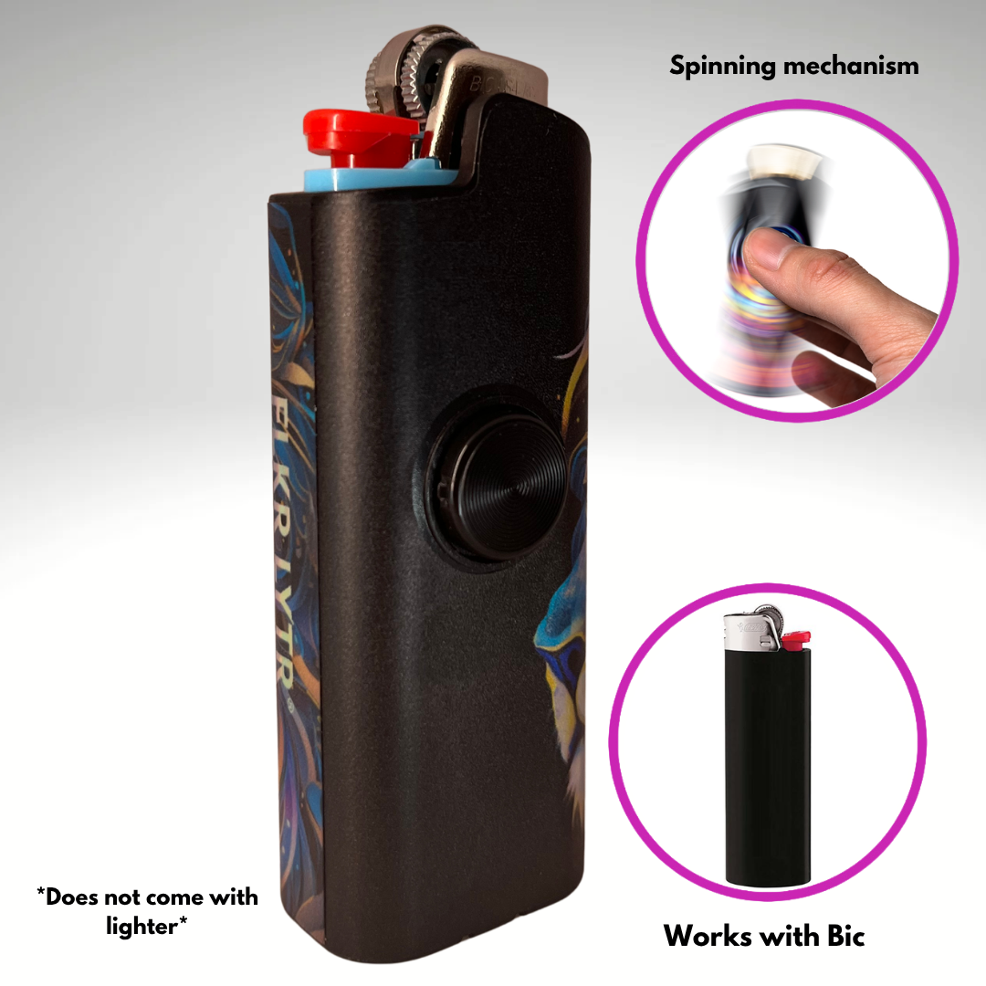 FLKR LYTR® Fidget Spinner Lighter Case "Leo" for Bic® Spinner Lighter Case
