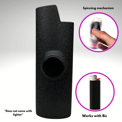 FLKR LYTR® Fidget Spinner Lighter Case "The Metal Black Matte" for Bic® Spinner Lighter Case