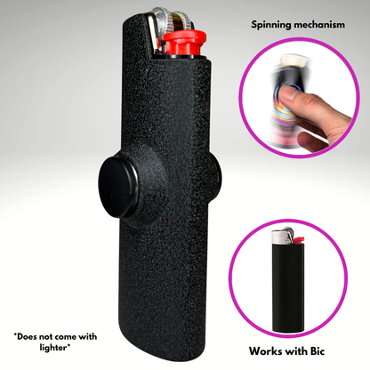 FLKR LYTR® Fidget Spinner Lighter Case "The Metal Black Matte" for Bic® Spinner Lighter Case