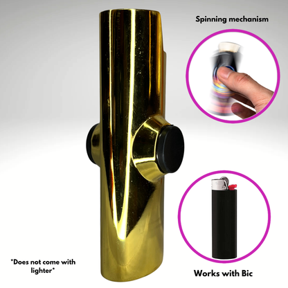 FLKR LYTR® Fidget Spinner Lighter Case "The Metal Gold MMBER" for Bic® Spinner Lighter Case