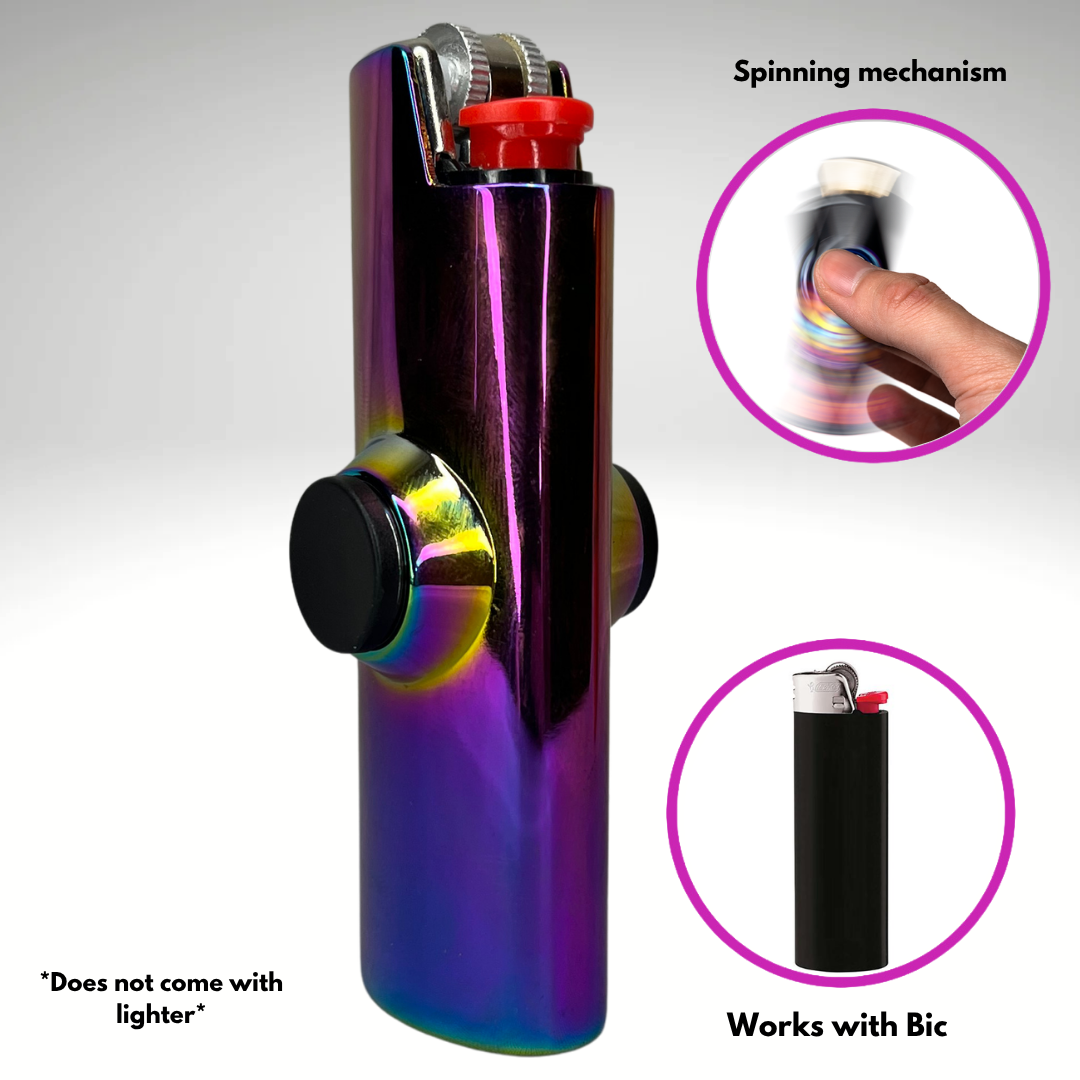 FLKR LYTR® Fidget Spinner Lighter Case "Metal Purple Chromium" for Bic® Spinner Lighter Case