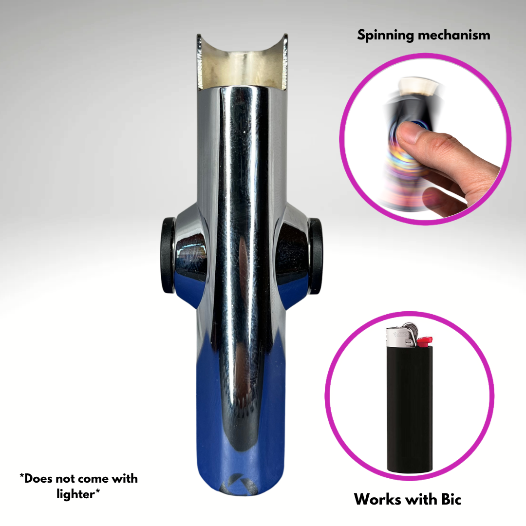 FLKR LYTR® Fidget Spinner Lighter Case "The Metal SLVR Surfer" for Bic® Spinner Lighter Case