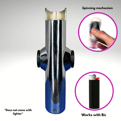 FLKR LYTR® Fidget Spinner Lighter Case "The Metal SLVR Surfer" for Bic® Spinner Lighter Case