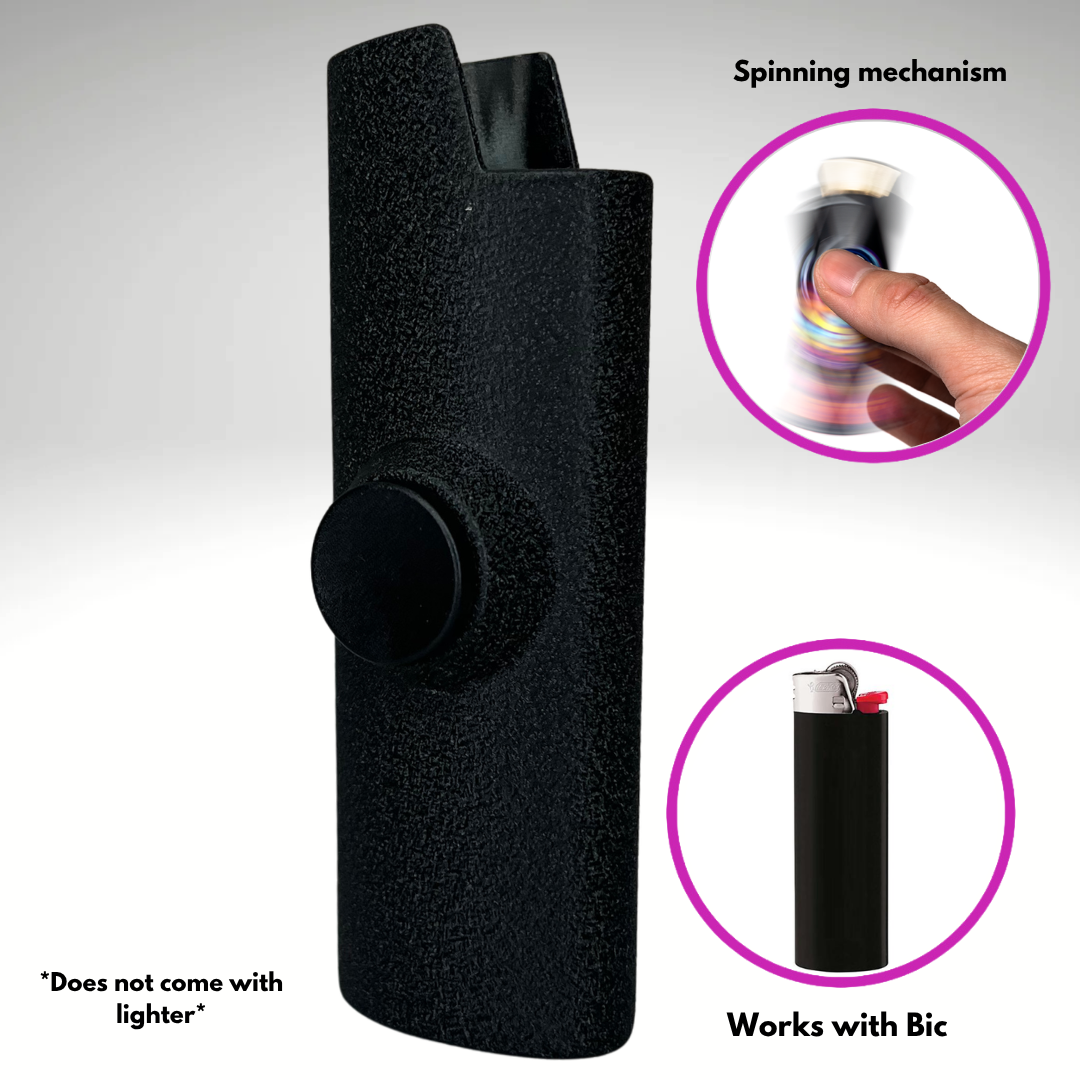 FLKR LYTR® Fidget Spinner Lighter Case "The Metal Black Matte" for Bic® Spinner Lighter Case