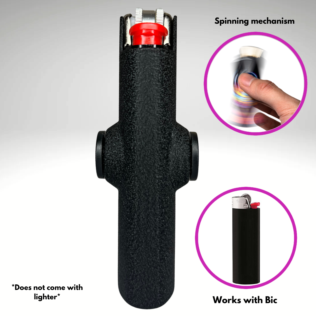 FLKR LYTR® Fidget Spinner Lighter Case "The Metal Black Matte" for Bic® Spinner Lighter Case