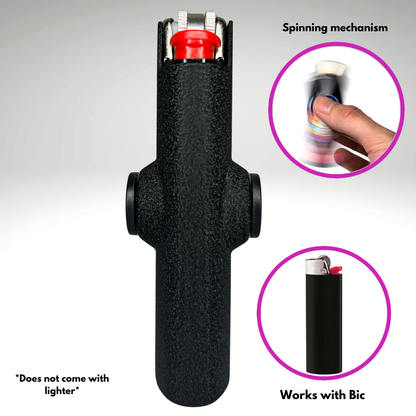 FLKR LYTR® Fidget Spinner Lighter Case "The Metal Black Matte" for Bic® Spinner Lighter Case