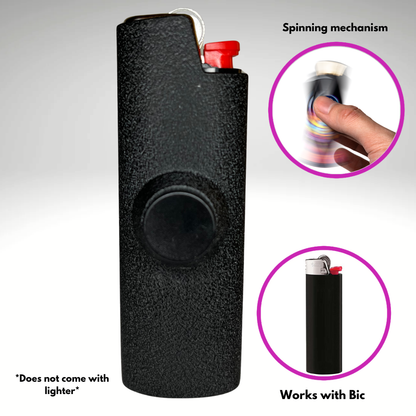 FLKR LYTR® Fidget Spinner Lighter Case "The Metal Black Matte" for Bic® Spinner Lighter Case