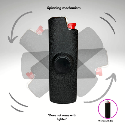 FLKR LYTR® Fidget Spinner Lighter Case "The Metal Black Matte" for Bic® Spinner Lighter Case