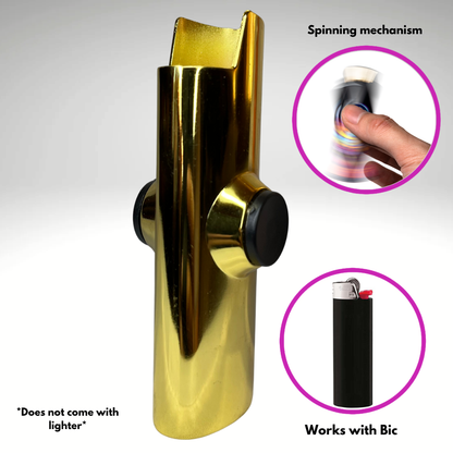 FLKR LYTR® Fidget Spinner Lighter Case "The Metal Gold MMBER" for Bic® Spinner Lighter Case