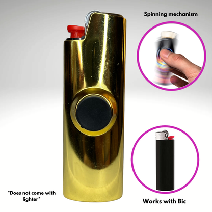 FLKR LYTR® Fidget Spinner Lighter Case "The Metal Gold MMBER" for Bic® Spinner Lighter Case