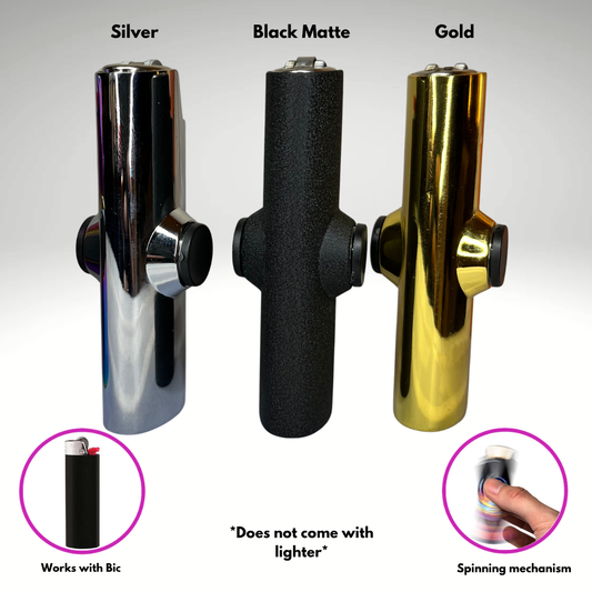 FLKR LYTR® 3PK "Black, Gold, Silver, Purple Chromium Pack " Fidget Spinner Lighter Case for Bic® Spinner Lighter Case | FLKR LYTR