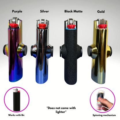 FLKR LYTR® 4PK "Black, Gold, Silver, Purple Chromium Pack " Fidget Spinner Lighter Case for Bic® Spinner Lighter Case | FLKR LYTR