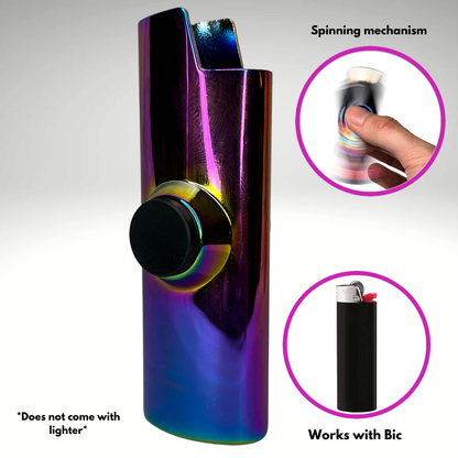 FLKR LYTR® Fidget Spinner Lighter Case "Metal Purple Chromium" for Bic® Spinner Lighter Case