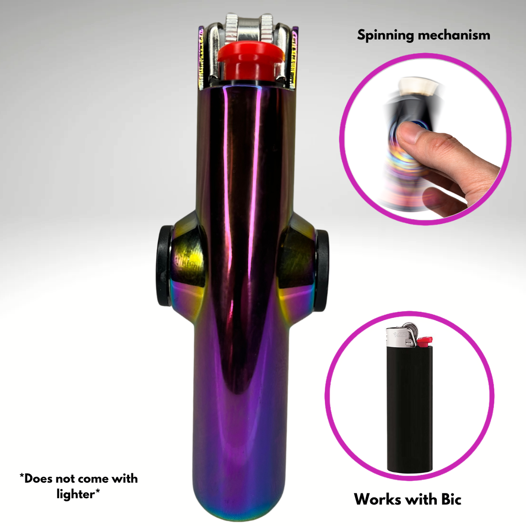 FLKR LYTR® Fidget Spinner Lighter Case "Metal Purple Chromium" for Bic® Spinner Lighter Case