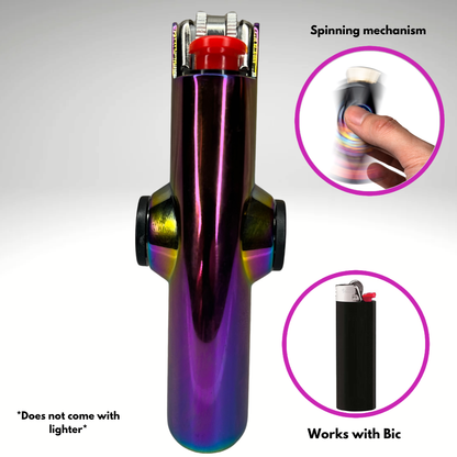 FLKR LYTR® Fidget Spinner Lighter Case "Metal Purple Chromium" for Bic® Spinner Lighter Case