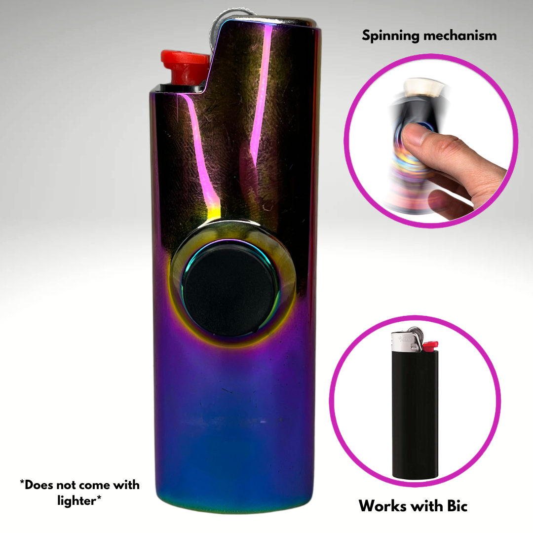 FLKR LYTR® Fidget Spinner Lighter Case "Metal Purple Chromium" for Bic® Spinner Lighter Case