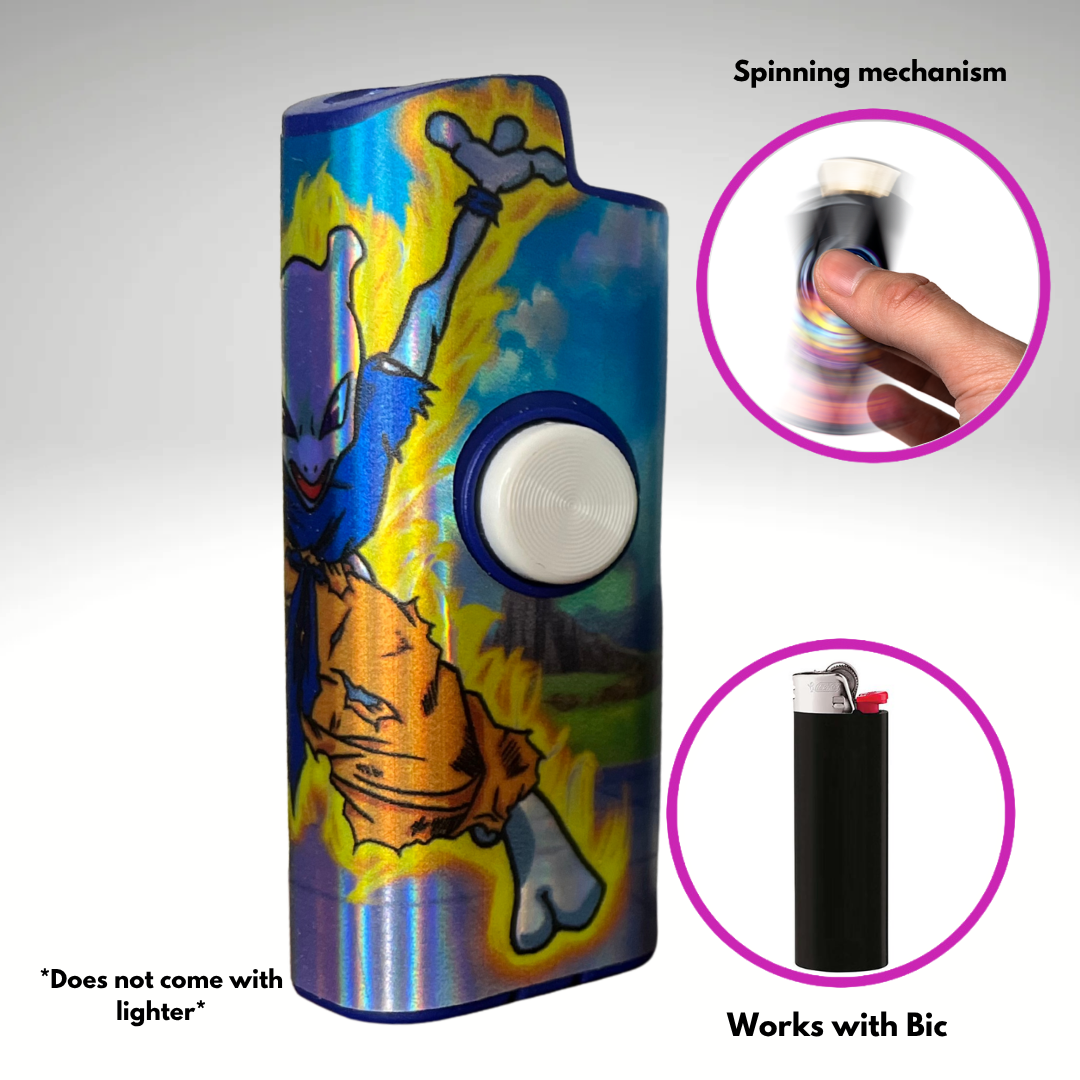 FLKR LYTR® Amazon Prime Must Have Fidget Spinner Lighter Case "MewKu" for Bic® Lighter Case