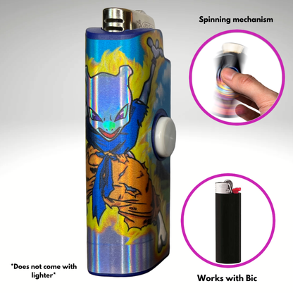 FLKR LYTR® Amazon Prime Must Have Fidget Spinner Lighter Case "MewKu" for Bic® Lighter Case