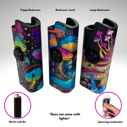 FLKR LYTR® 3PK "Mushroom Mania" Fidget Spinner Lighter Case for Bic® Spinner Lighter Case | FLKR LYTR