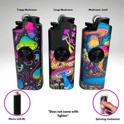 FLKR LYTR® 3PK "Mushroom Mania" Fidget Spinner Lighter Case for Bic® Spinner Lighter Case | FLKR LYTR