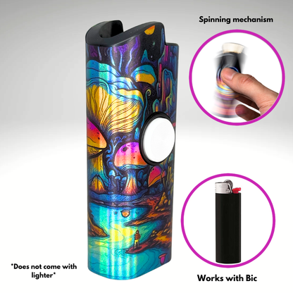 FLKR LYTR® Fidget Spinner Lighter Case "Mushroom Land " for Bic® Spinner Lighter Case | FLKR LYTR - $11.99