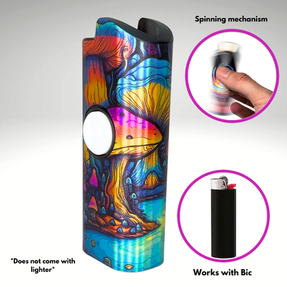 FLKR LYTR® Fidget Spinner Lighter Case "Mushroom Land " for Bic® Spinner Lighter Case | FLKR LYTR - $11.99