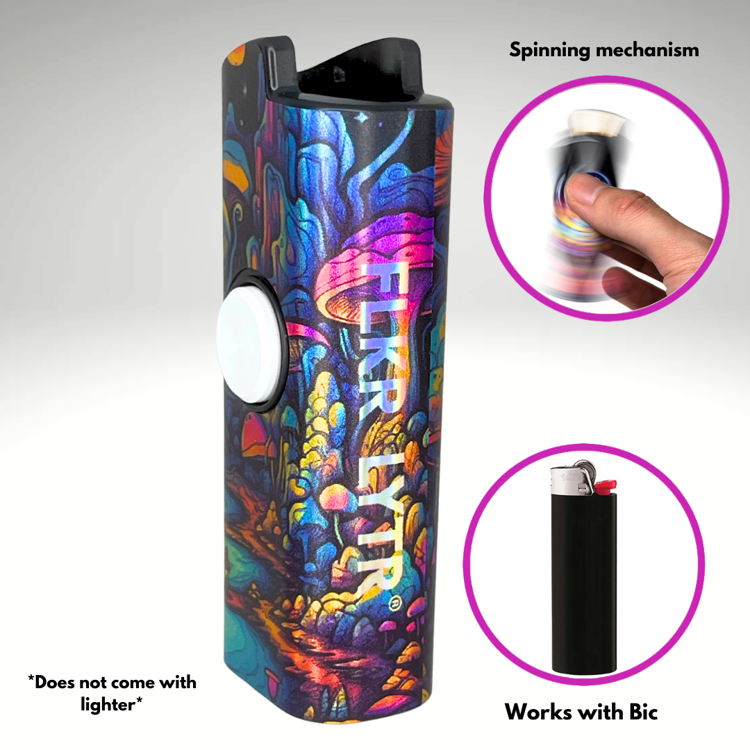 FLKR LYTR® Fidget Spinner Lighter Case "Mushroom Land " for Bic® Spinner Lighter Case | FLKR LYTR - $11.99