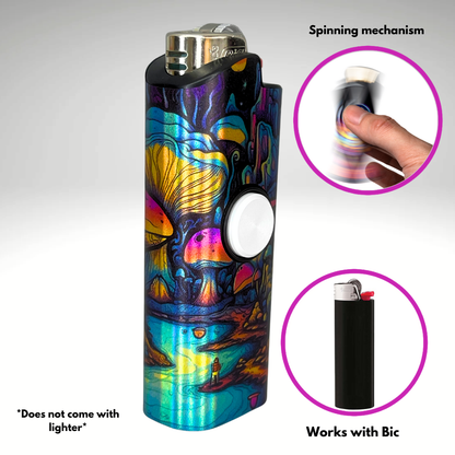 FLKR LYTR® Fidget Spinner Lighter Case "Mushroom Land " for Bic® Spinner Lighter Case | FLKR LYTR - $11.99