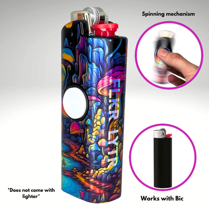 FLKR LYTR® Fidget Spinner Lighter Case "Mushroom Land " for Bic® Spinner Lighter Case | FLKR LYTR - $11.99