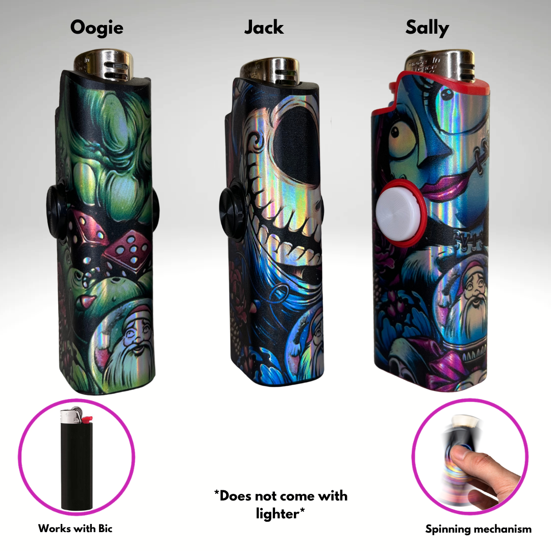 FLKR LYTR® Nightmare pack  "Oogie, Jack, Sally" Fidget Spinner Lighter Case for Bic® | FLKR LYTR