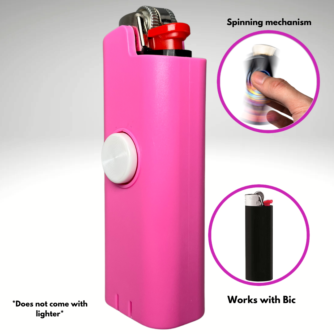 FLKR LYTR® Pinky Fidget Spinner Lighter Case Amazon Must Have "Pink" for Bic® Spinner Lighter Case
