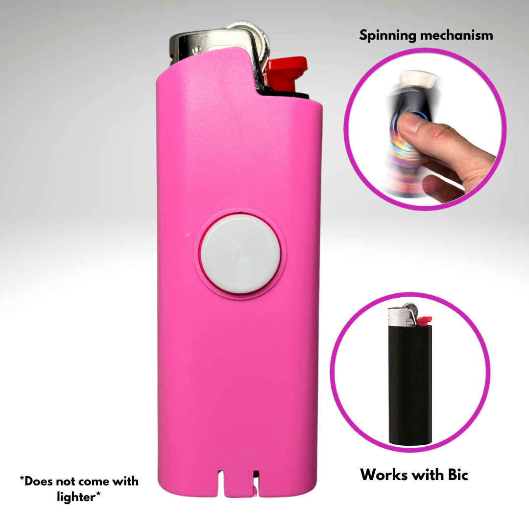 FLKR LYTR® Pinky Fidget Spinner Lighter Case Amazon Must Have "Pink" for Bic® Spinner Lighter Case