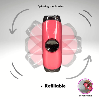 FLKR LYTR: Pink Fidget Torch Lighter with Vibrant Finish, Spinning Mechanism, Windproof Jet Flame & Ideal for Candles and Outdoor Adventures - Accessory