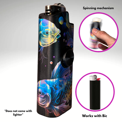 FLKR LYTR® Fidget Spinner Lighter Case "Pisces" for Bic® Spinner Lighter Case