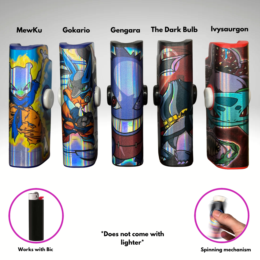 FLKR LYTR® PokeMash 5pk Pack Fidget Spinner Lighter Case for Bic® Spinner Lighter Case | FLKR LYTR