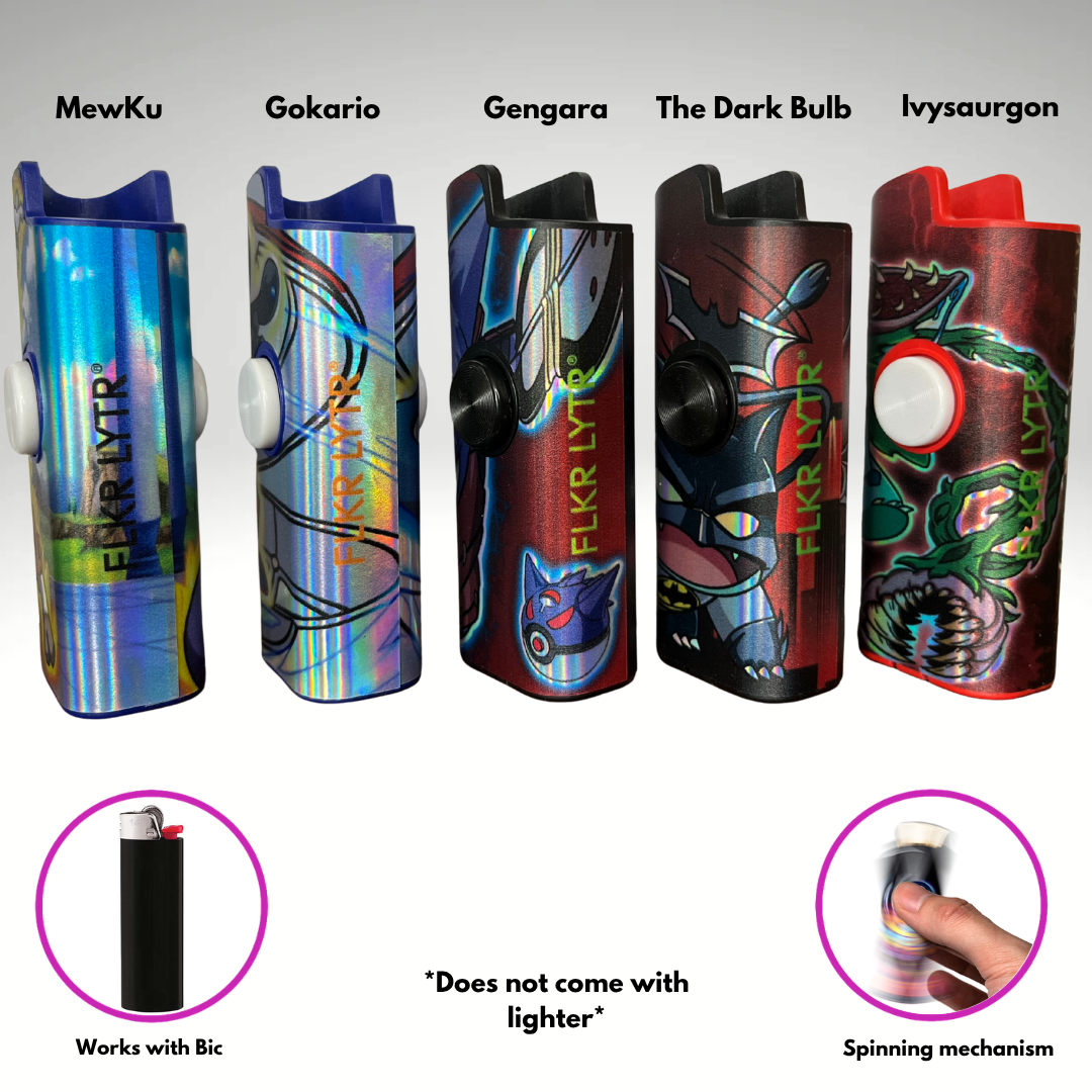 FLKR LYTR® PokeMash 5pk Pack Fidget Spinner Lighter Case for Bic® Spinner Lighter Case | FLKR LYTR