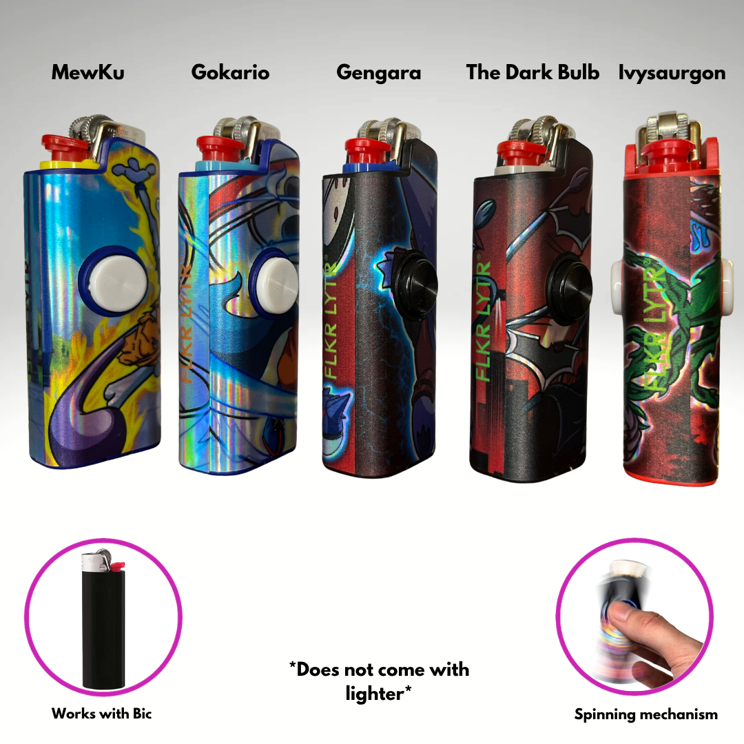 FLKR LYTR® PokeMash 5pk Pack Fidget Spinner Lighter Case for Bic® Spinner Lighter Case | FLKR LYTR