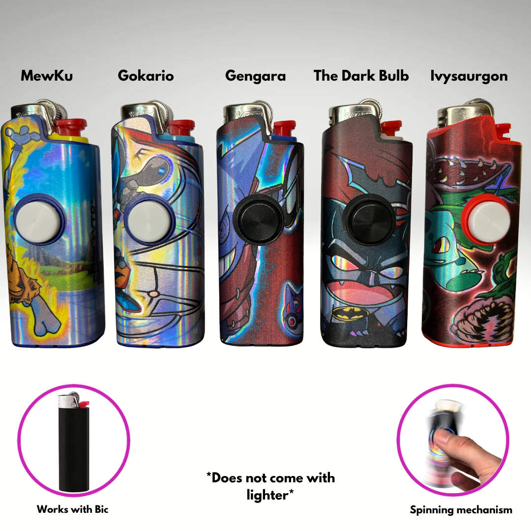 FLKR LYTR® PokeMash 5pk Pack Fidget Spinner Lighter Case for Bic® Spinner Lighter Case | FLKR LYTR