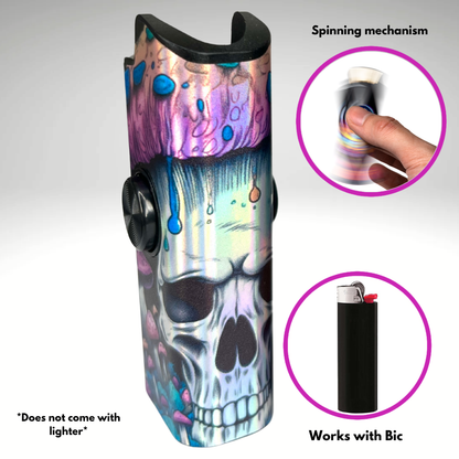 FLKR LYTR® Fidget Spinner Lighter Case "Skull Mushroom Purple" for Bic® Spinner Lighter Case