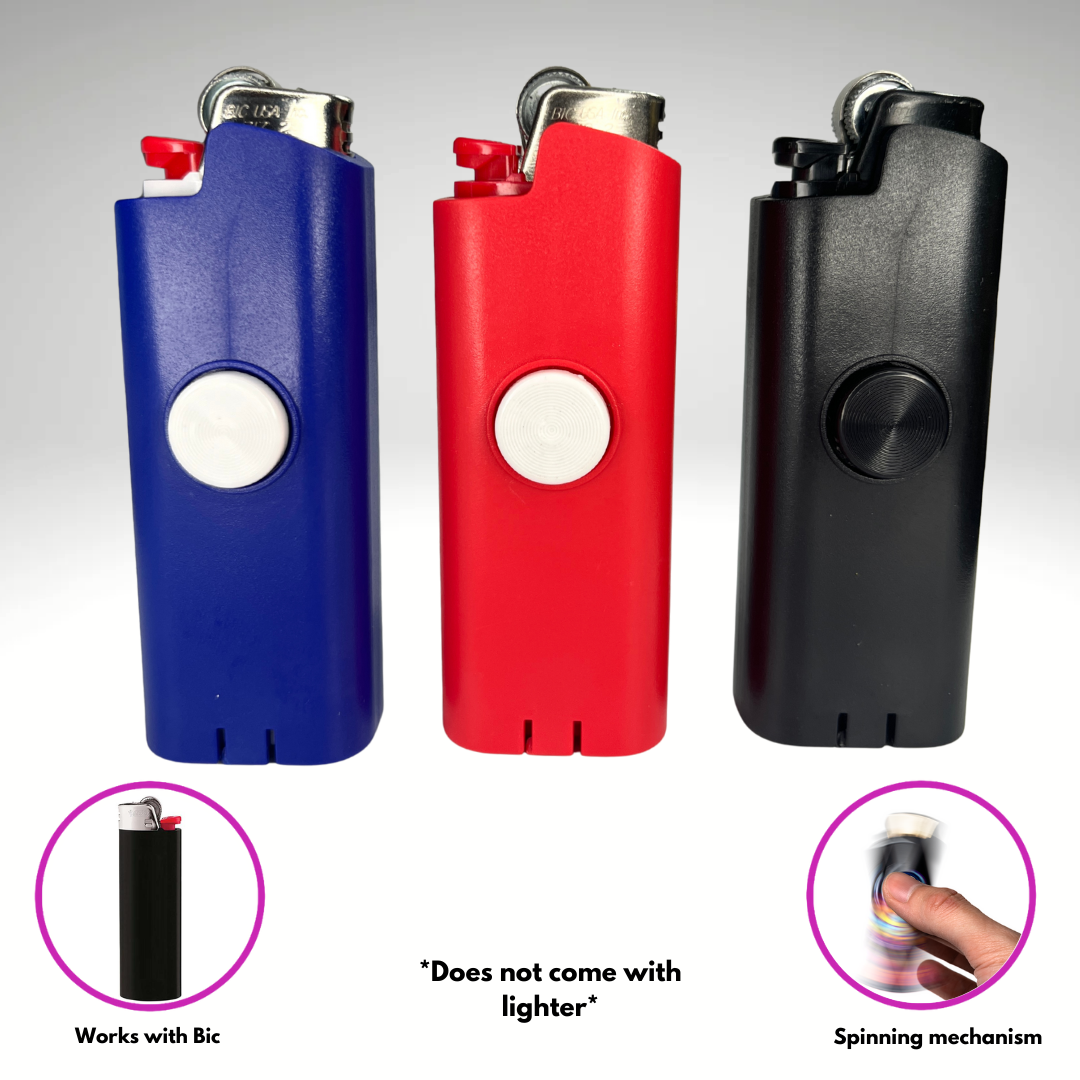 FLKR LYTR® 3PK "Red, Blue, Black Pack " Fidget Spinner Lighter Case for Bic® Spinner Lighter Case | FLKR LYTR